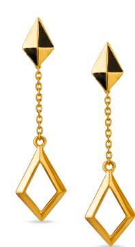 Yellow Gold Drop Earrings With Diamond-Shaped Design